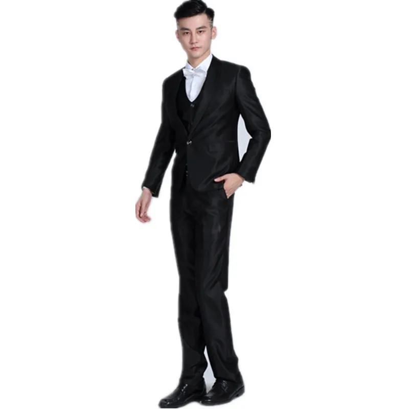 ملابس رجالية أزياء الرجال بدلة ثلاث قطع سترة + بنطلون + سترة الرجال الحزب مناسبة تتناسب مع أسود جودة عالية تناسب الرجال الاسلوب المناسب