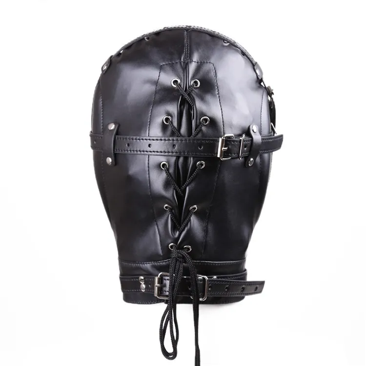 BDSM-Bondage-Maske, weiche Lederhaube, Kopfbedeckung in Erwachsenenspielen für Paare, Fet276y