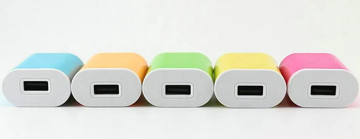 Candy Colorful EU US Plug Caricatore da muro USB Adattatore di alimentazione CA da viaggio completo 1A iPhone 6 6S SE 5S Samsung S6 S7 Note 4 5 HTC LG Smart Phone