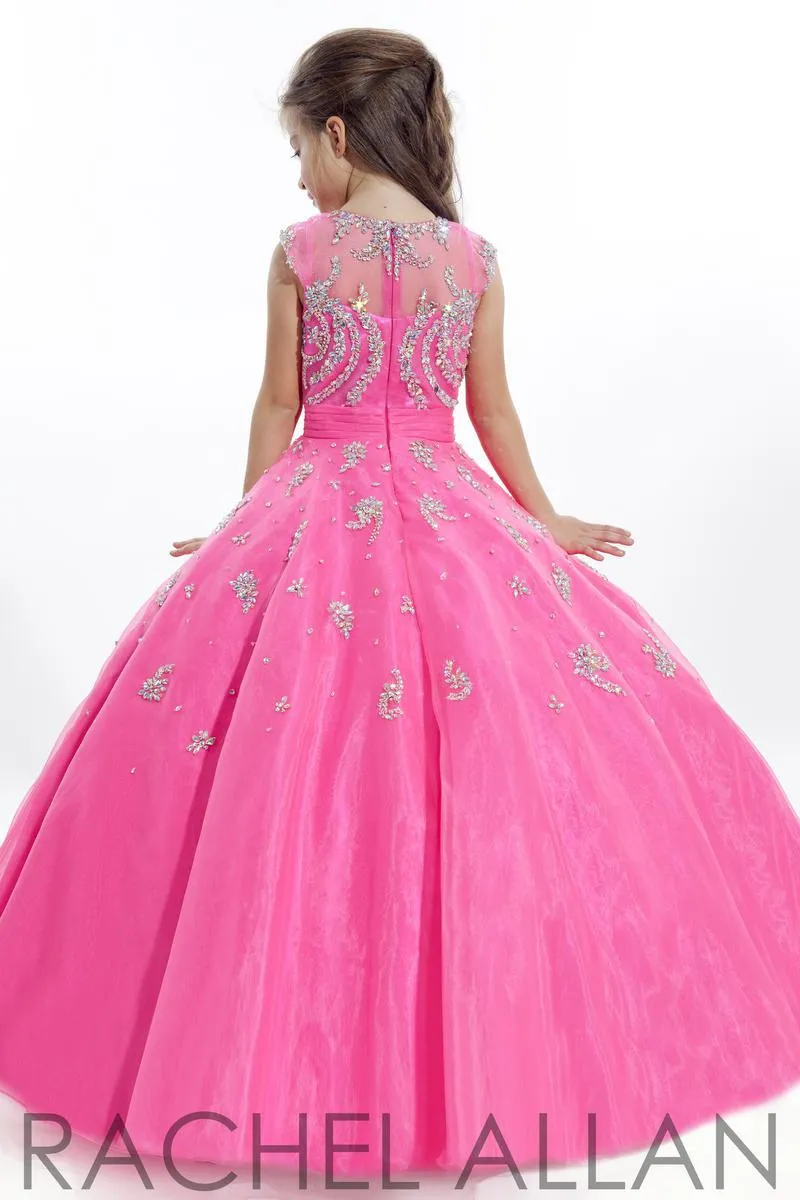 2020 Little Girls Pageant Dresses Pärlor Crystal Cap Hyls Applique Pink Zipper Back Ball Gown Flower Girl Dress for HY11917288189