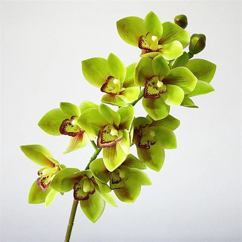 one Piece PU Orchids 3D Printing Effect Cymbidium Artificial Real Touch Orchid for Wedding Centerpieces Home Decorative Flowers