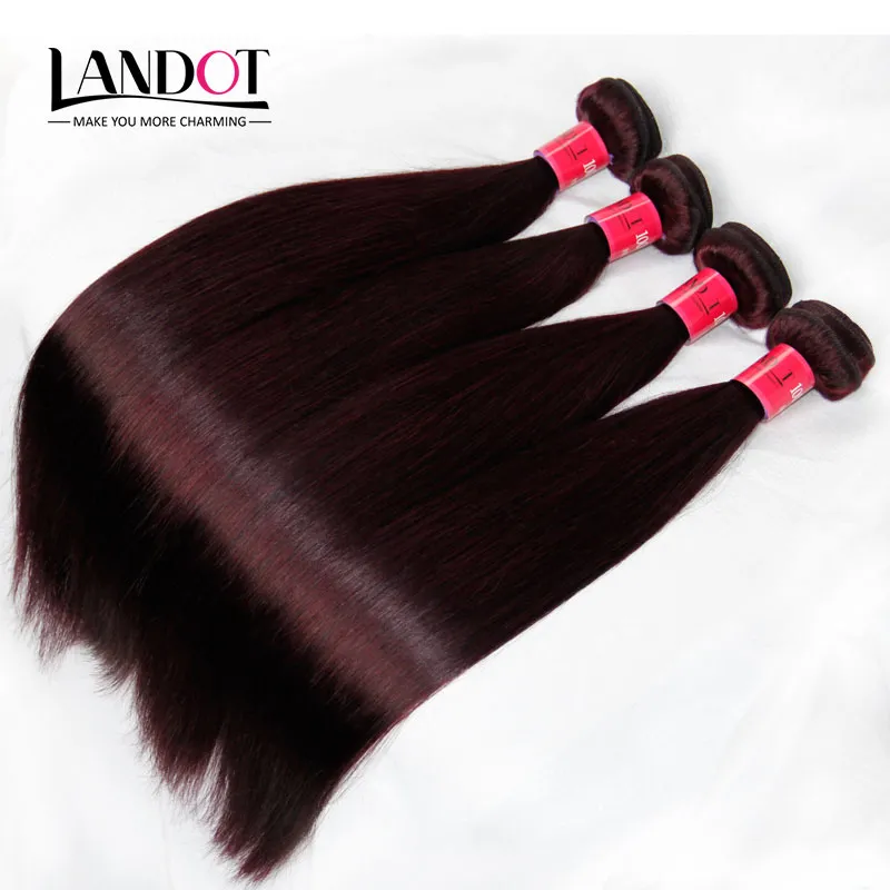 Bourgondië Wijn Rode Kleur 99j Braziliaanse Virgin Haar Weave Bundels Peruviaanse Maleisische Indiase Silky Straight Virgin Remy Menselijk Hair Extensions