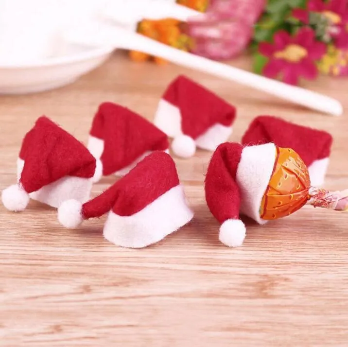 Nowy Mini Santa Claus Hat Boże Narodzenie Xmas Wakacje Lollipop Top Topper Decor Hot