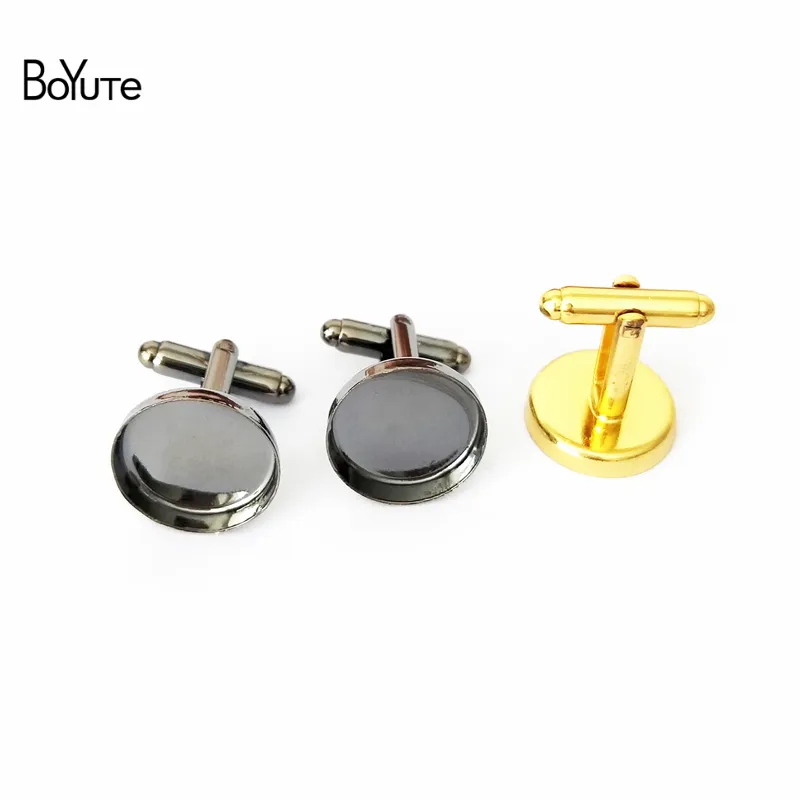 BoYuTe 20Pcs 7 Colors Cufflink Blanks Bezel Tray Round 16MM Cabochon Base Setting for Jewelry Making