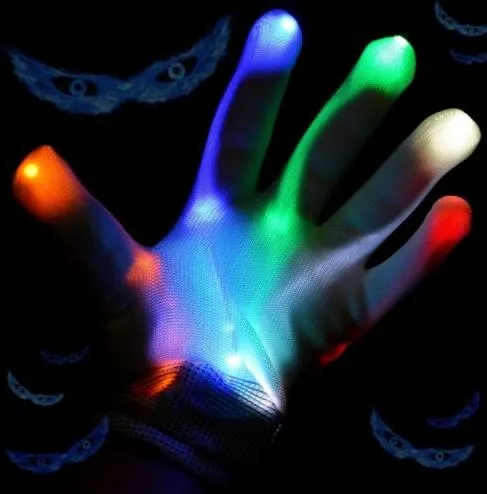 Flashing Finger Lighting Gloves Halloween Christmas dance fancy dress LED Colorful Rave magic Gloves Light show filler bag gift