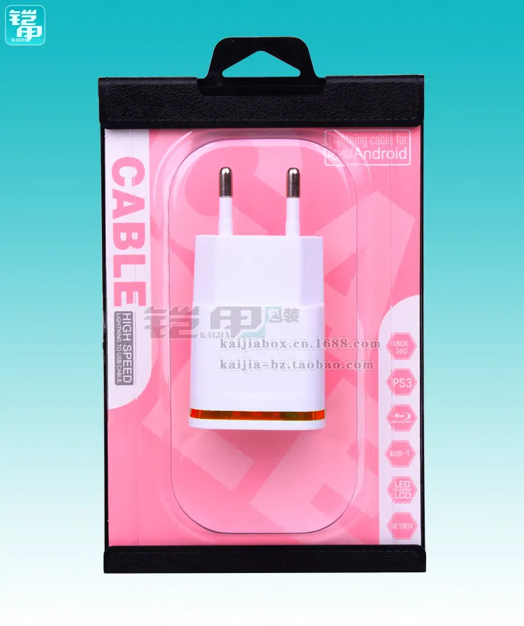 100 stks Groothandel Universele Kleurrijke Hard Paper Retail Packaging voor iPhone 7 7Plus Micro USB-kabel voor opladerpakket