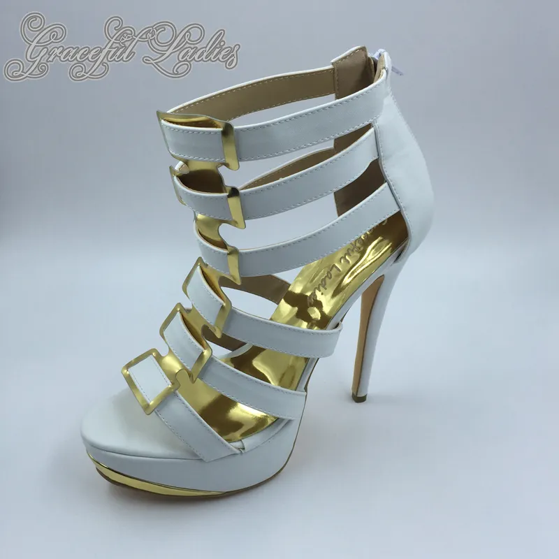 2016 Sapatos De Casamento De Noiva Salto Alto Fino Sandálias Das Mulheres Imagem Real Com Salto Alto Fino Custom Made Plus Size Coberto Voltar Zíper Sexy