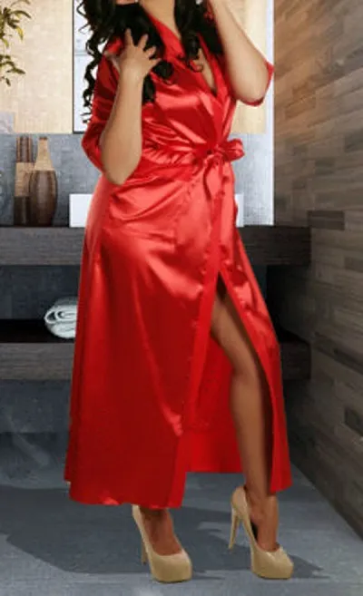 Wholesale-New Sexy SILK Stain Kimono Dressing Gown Bath Robe Babydoll Lingerie Nightdress