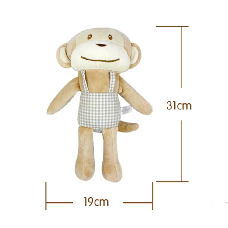 Nowy przybycie Plusz Baby Plush Apease Monkey Doll Toy Sleeps Aclow Partner pocieszający grzechotkę do lalki