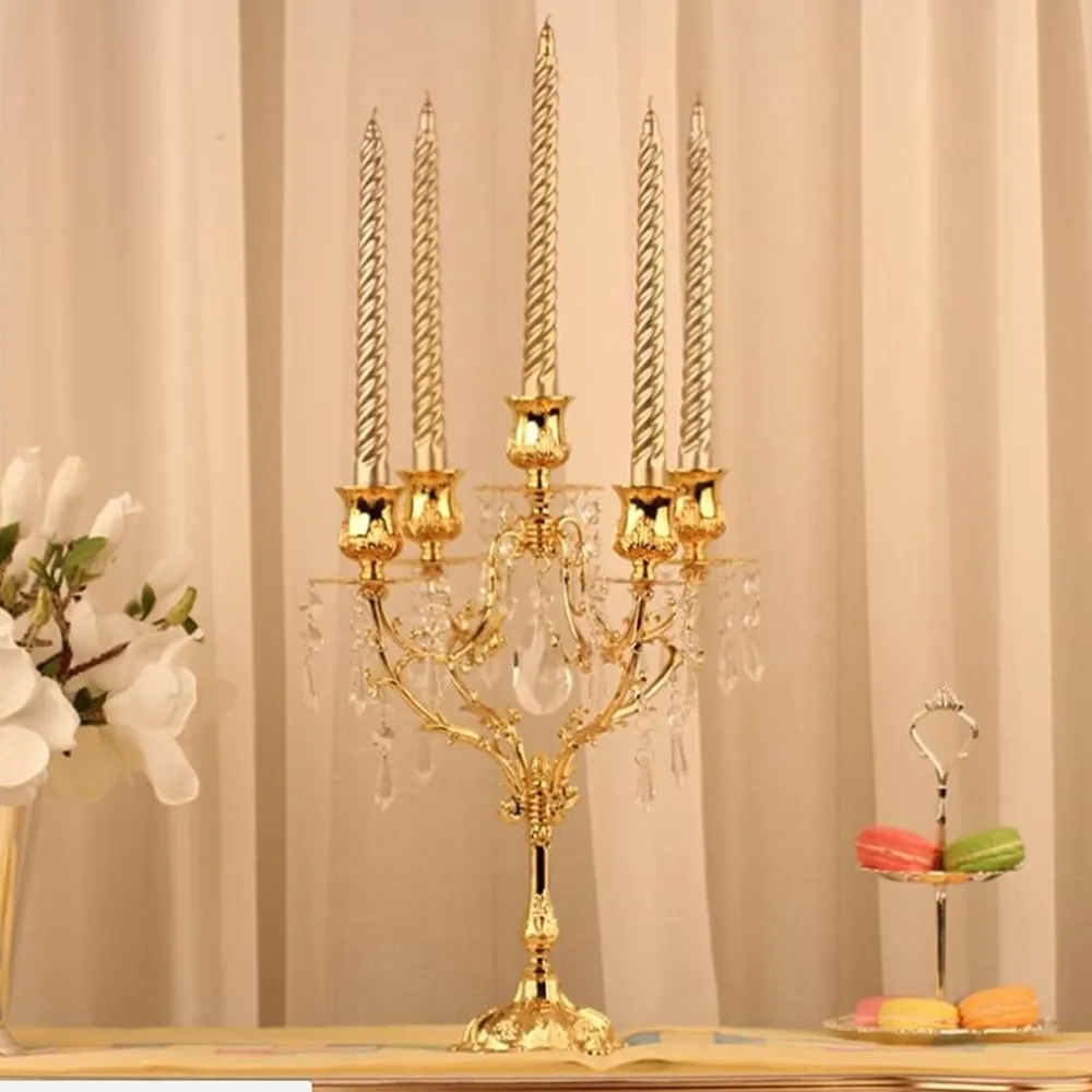 Candelabro de estilo europeo de 40 CM de altura, candelabro romántico con velas para cena, candelabro con luces, decoración de mesa para el hogar y la boda