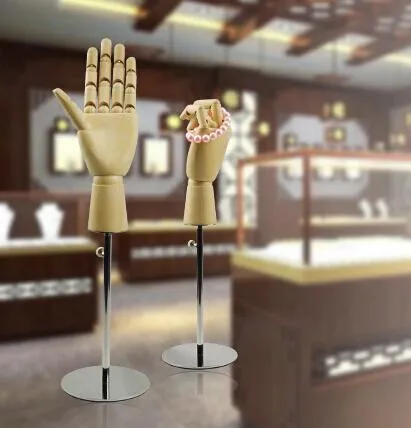 2 Stück höhenverstellbare hölzerne Handformfinger, bewegliche Tasche, Geldbörse, Uhr, Schmuckhalter, Schreibtisch, zeigt Regalständer