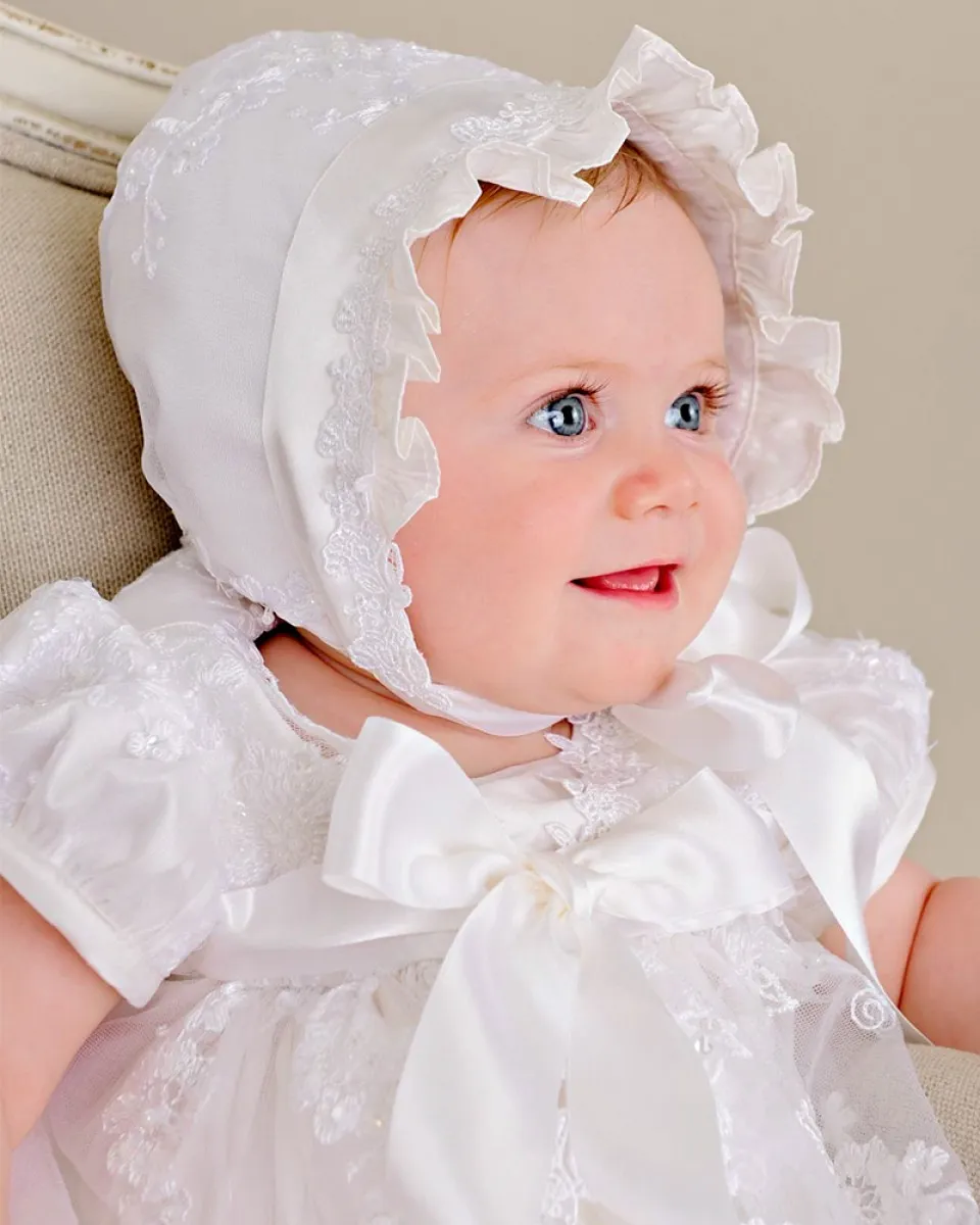 Vestido de primera comunión Vintage de manga corta con apliques de encaje para niña, vestidos de bautizo para bautismo, vestido con lazo de bautismo en color beige blanco 4653992