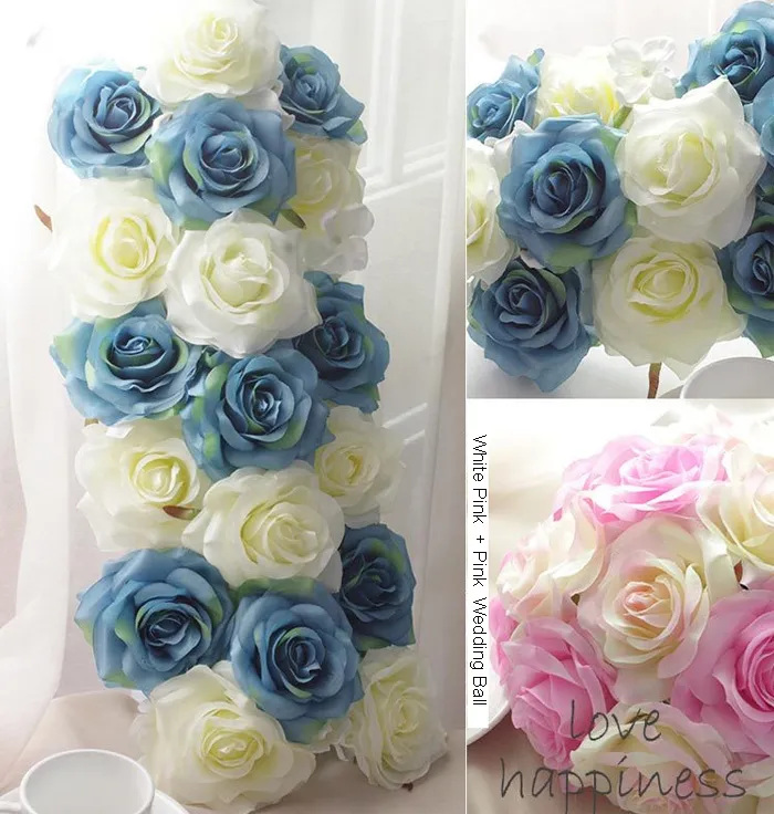 50 st Hoge Kwaliteit Spiring Color Silk Flower Head Rose Wholesale White Rose Flower Heads 4.2 inch Artifical Satin Rose Heads for Wedding Wall