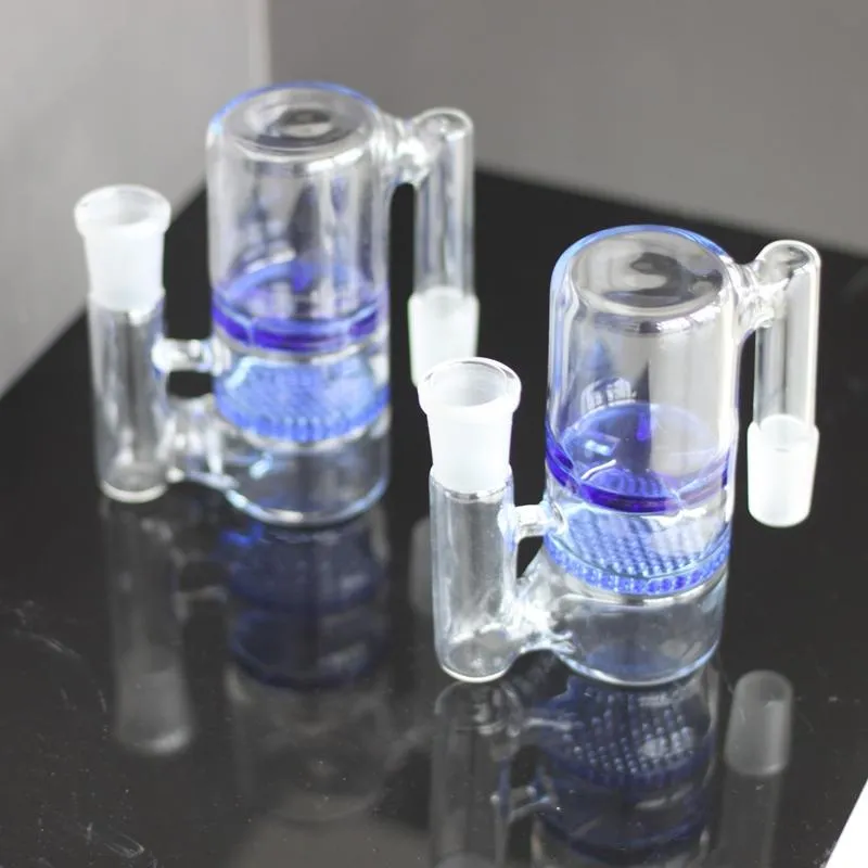 Glass Hookahs Ash Catcher Recycler Double Honeycomb Perc 14mm 18mm Female Male Adapter for Water Bong Pipe