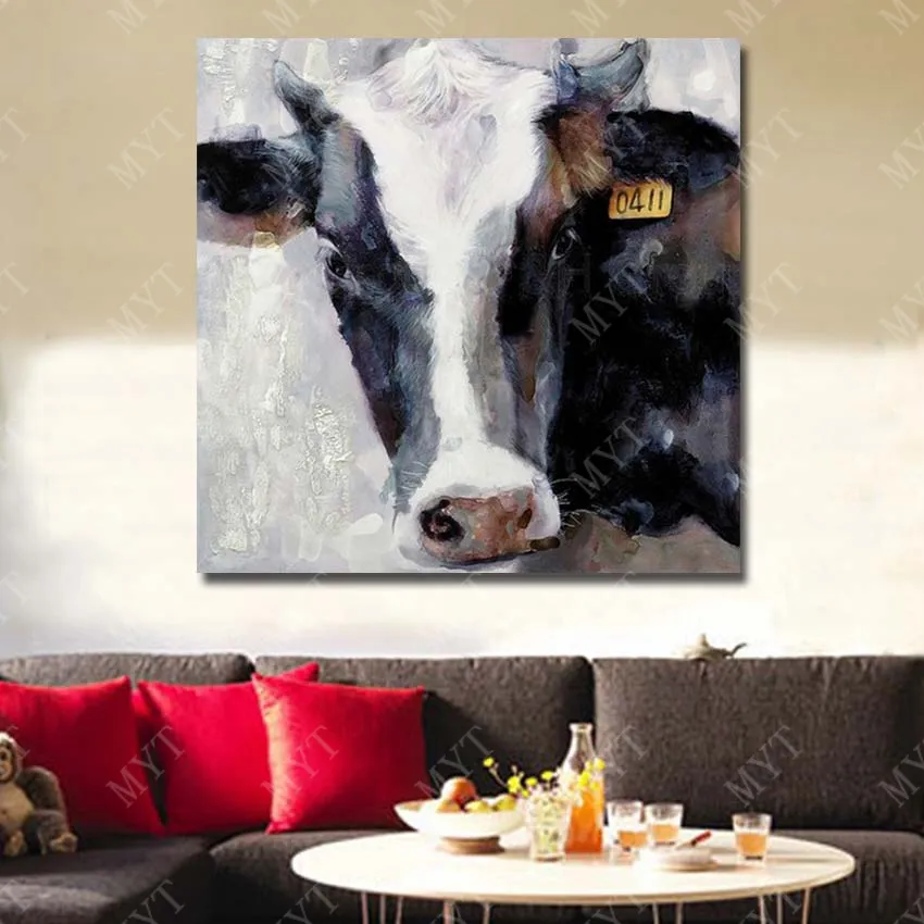 Cuadros de vaca Arte de la pared Decoración decorativa para el hogar Cuadros de pared Pintura al óleo moderna sobre lienzo Venta al por mayor para la venta