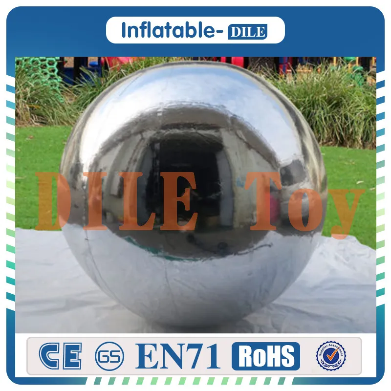 high quality 0.3mm PVC 0.8m diameter inflatable silver floating mirror ball for stage exhibition party