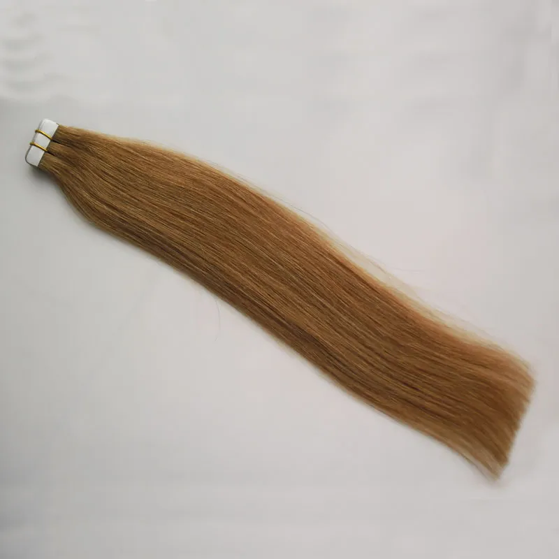 Tape in Menselijk Hair Extensions Braziliaans Haar Rechte 30G 40G 50G 60G 70G 20 stks # 8 Lichtbruine Huid inslag Menselijk Haar