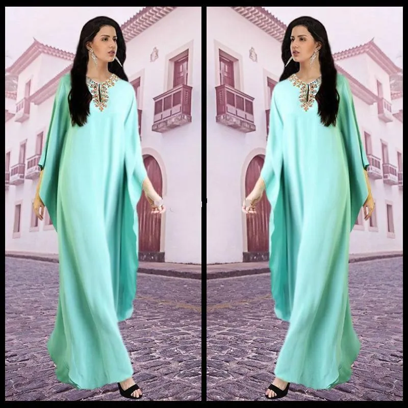 Kaftan árabe Vestidos de Noite Indiano Chiffon Formal Vestidos de Festa Arabian Abaya Frisado Elegante Vestido de Baile Robe