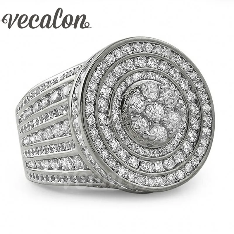 Vecalon Channel setting Women Men ring Simulated Diamond Cz 925 Sterling Silver Couple Engagement Wedding band Ring Gift