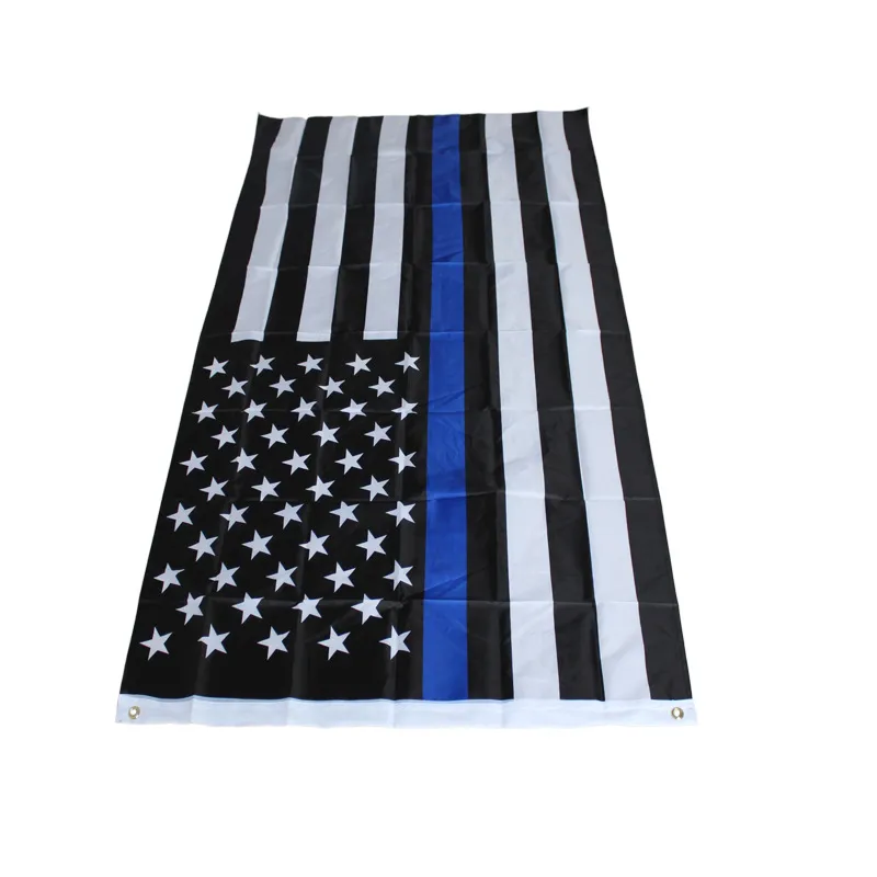 4 tipos 90 * 150 cm BlueLine USA banderas de la policía 3x5 pies delgada línea azul bandera de los eeuu negro, blanco y azul bandera americana con arandelas de latón f737