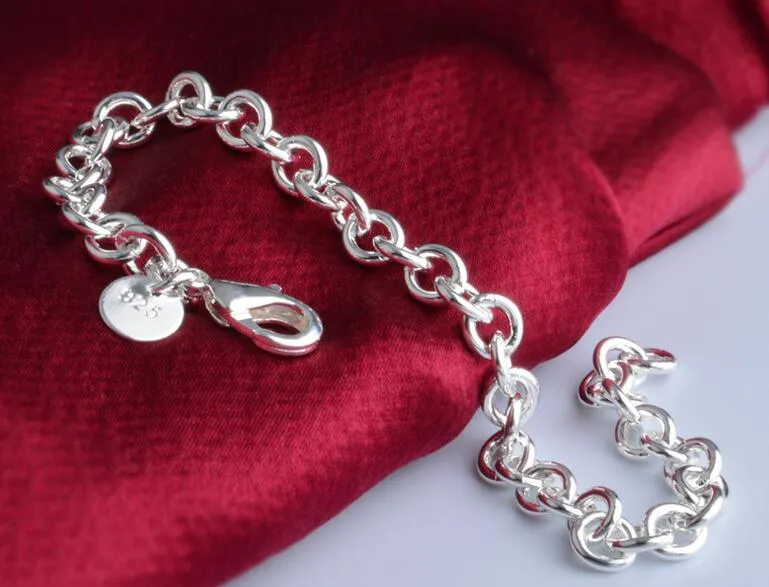 Wholesale Plated 925 Sterling Silver Bracelets Lobster clasp Cable chain Bracelets Fashion Jewelry