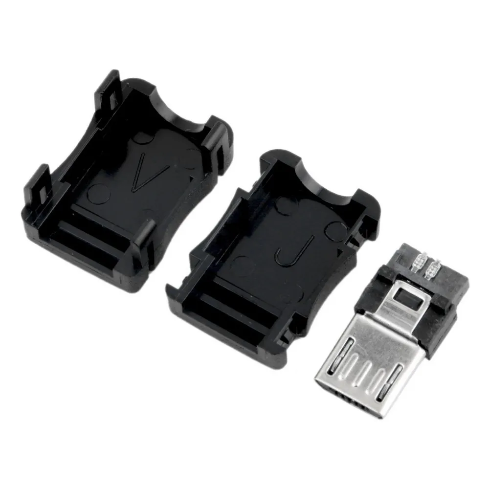 3 em 1 MK5P micro USB 5 pinos 5P T porta plugue macho conector de soquete capa de plástico capa para solda DIY