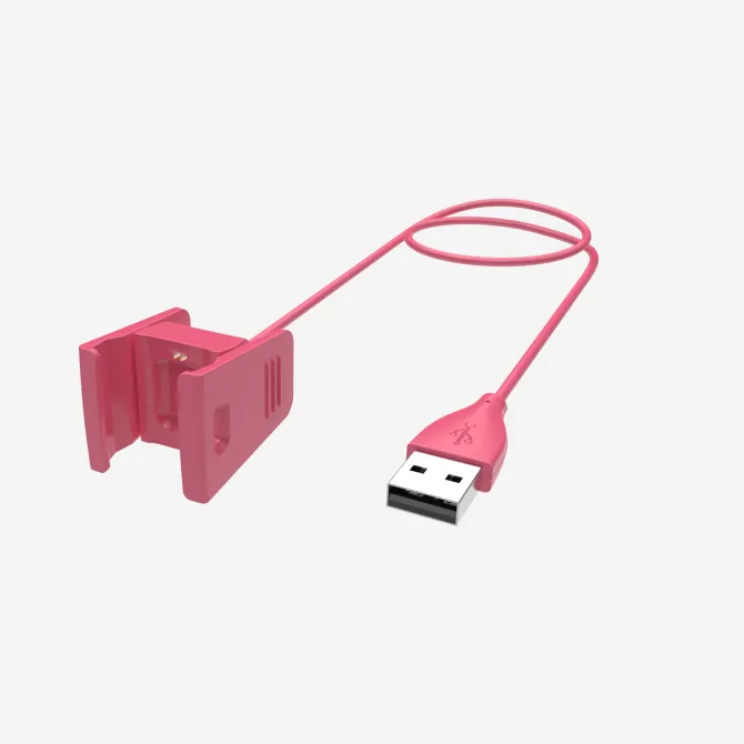 Câble de chargement USB de remplacement, cordon de chargeur pour Fitbit charge 2 Smartband 55cm/1cm, noir/rose/bleu