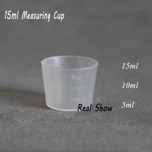 Misurazione Coppa da 15 ml di strumenti all'ingrosso di grado alimentare PE Small Clear 100 pezzi/lotto