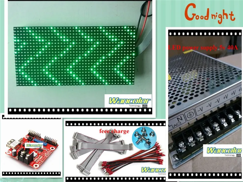 Frete grátis preço de fábrica 20 pcs p10 ao ar livre LED display de rolagem cor verde módulo de exibição p10 + 2 pcs fonte de alimentação + controlador wi-fi