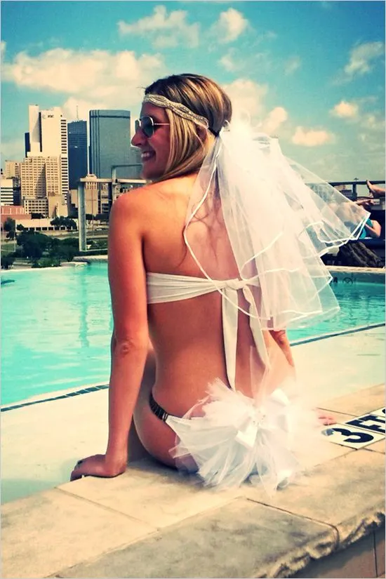 2016 Wedding Bikini Veil Two Pieces Headpiece Veil and Booty Veil Bachelorette Party Veils Bachelorette Party Set Hen Party Bridal8579069