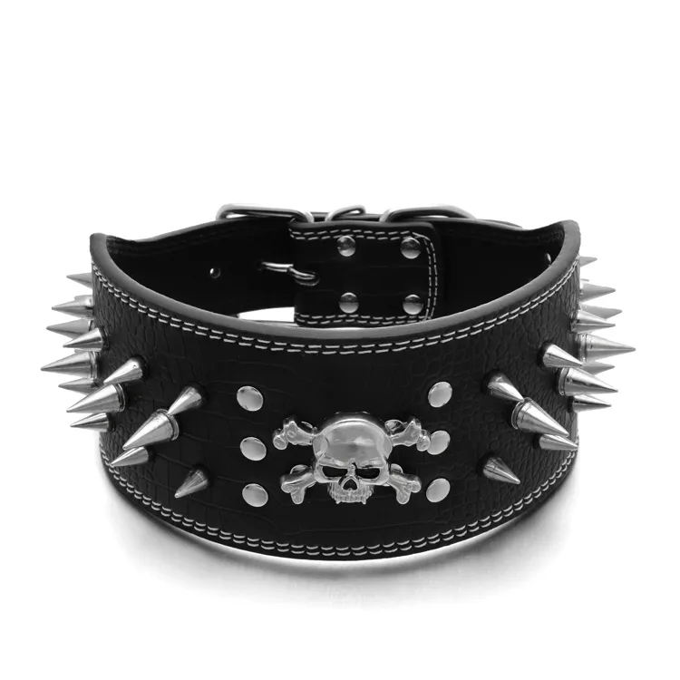 Spiked Studded Leather Dog Collars 3 Inch Wide Leather Dog Collars