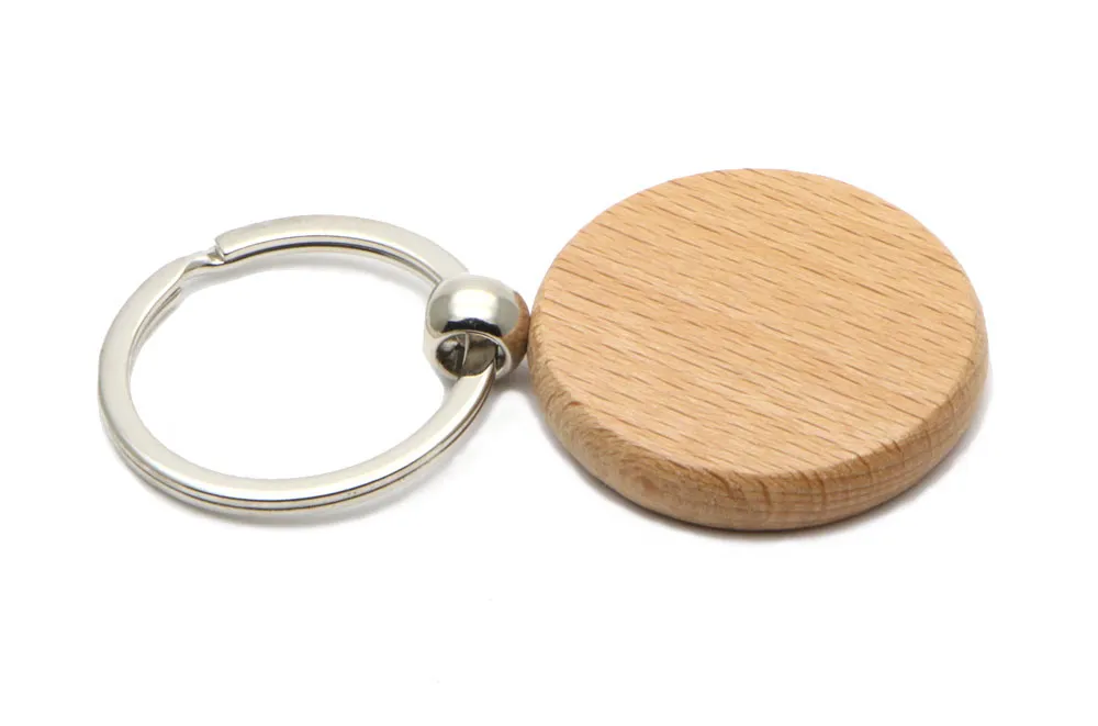 500x Drewniany Key Chain Circle 1.57 '' Bloki Breloczniki Tanie Nazwa Niestandardowy Key Ring # KW01Y Darmowa Wysyłka