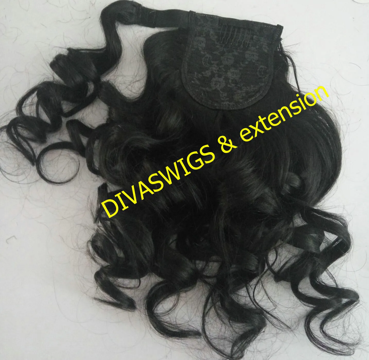 Brazilian curly wavy Drawstring ponytails human hair Extension 1b Clips 100-140g Remy Pony tail hair piece