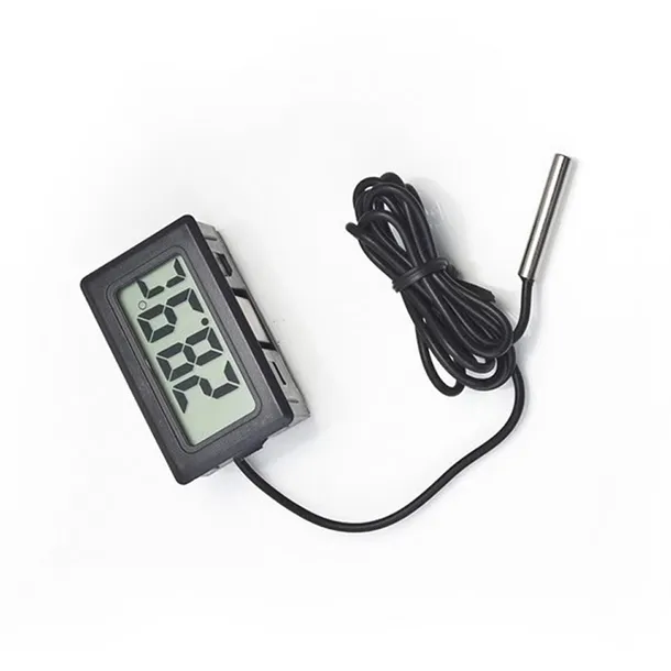 FY-10 Digital Thermometer Embedded Professinal Mini LCD Temperature Sensor Fridge Freezer Thermometer -50 to 110C Controller Black / White