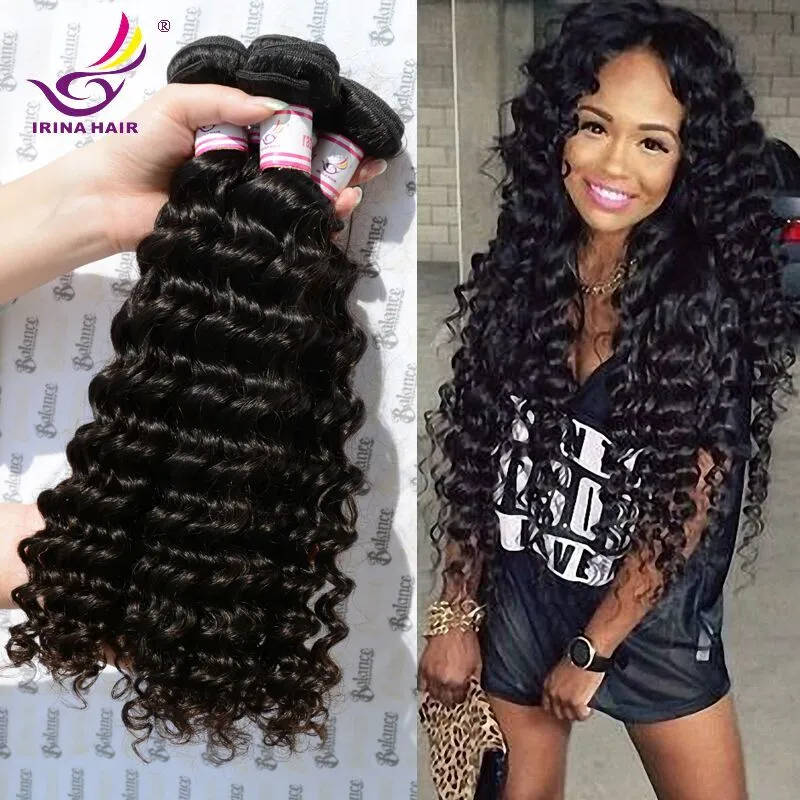 50% Off Dyeable Peruvian Malaysian Mongolian Hair Products Brazilian Virgin Hair Deep Wave 3 or 4 Bundles per lot Human Hair Weave No Tangle