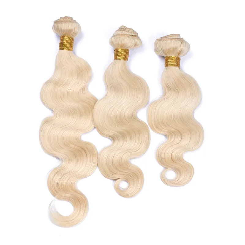 Cheap Peruvian Virgin Blonde Human Hair Extensions 9A Grade #613 Platinum Blonde Body Wave Virgin Peruvian Human Hair Weave Bundles 