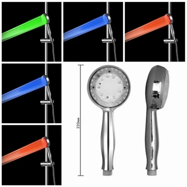 LED-Handbrause aus Edelstahl, wassersparend, Hochdruck-Duschdüse, Anion, langlebig, kompakt, einfarbig, LED-Licht, Duschkopf