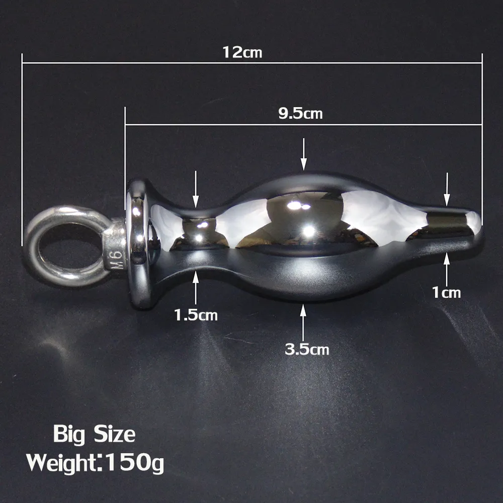 12cmx3.5cm Stor storlek Säker material Metall anal leksaker, rostfritt stål butt plugg Vuxen sex produkter för män