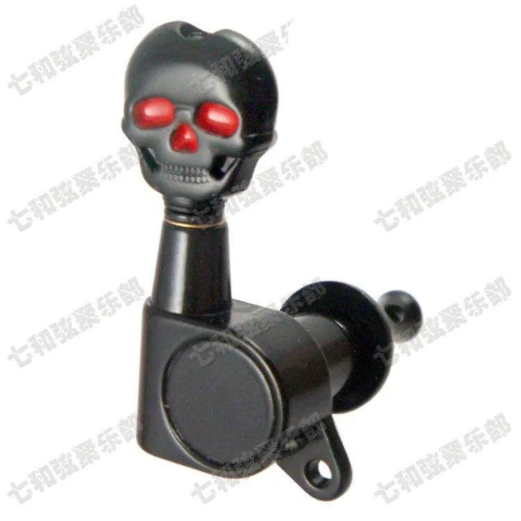 6R Black Guitar Accessories voor elektrische gitaarreeksen Skull Button Tuning Pegs sleutels Tuner Machine Heads Guitar Parts2527403