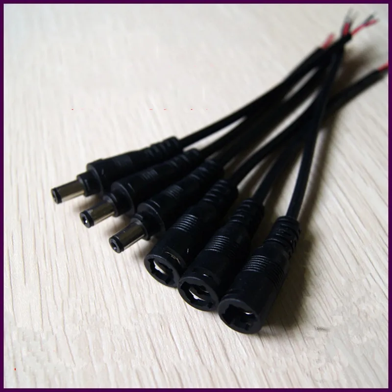 LED DC conector fio de fio 5050 3528 único conector adaptador de energia dc 5.5 * 2.1mm conector masculino e feminino
