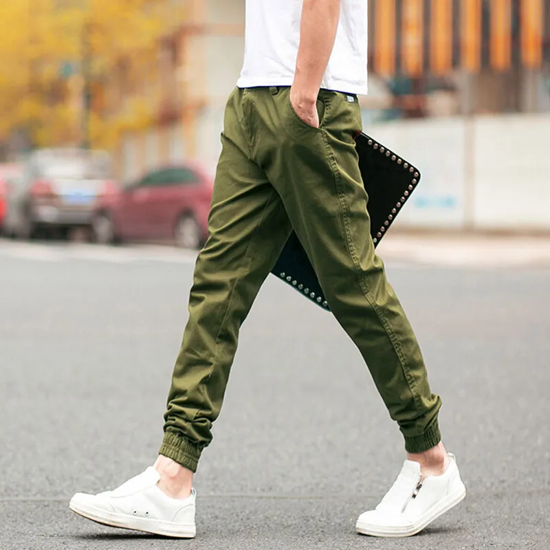 Gros-2016 Mode Casual Hommes Jogger Pantalons Style Coréen Slim Fit Été Homme Pantalons De Survêtement Hommes Pantalons Noir Bleu