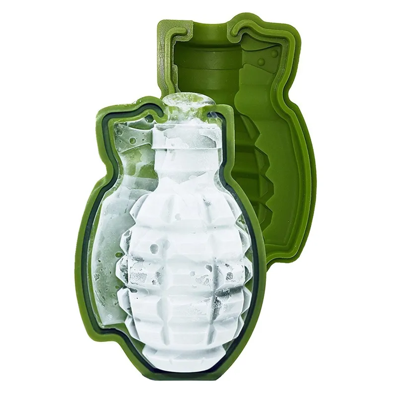 3D Grenade Form Ice Cube Mold Creative Ice Cream Maker Party Drinks Silikon Brickor Mögel Kök Bar Tool Mens Present