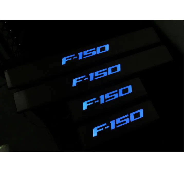 2009-2014のためのステンレス鋼の外部照らされたドアシルスイフリースパッフプレートF-150 F150照らされたようこそペダルトリムカースタイリング