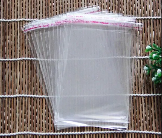 15 * 21 cm, 200 sztuk x samoprzylepna uszczelka OPP plastikowe torby-taśma-klejowa taśma uszczelka Clear ołówek / biżuteria Poly Packing Studka wielokrotnego użytku