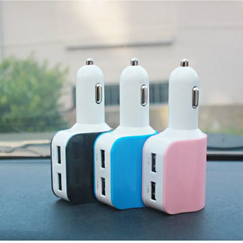 3 In 1 Dual USB Car Charger With Cigarette Lighter Socket For iphone Samsung Tablet PC With Retail Box