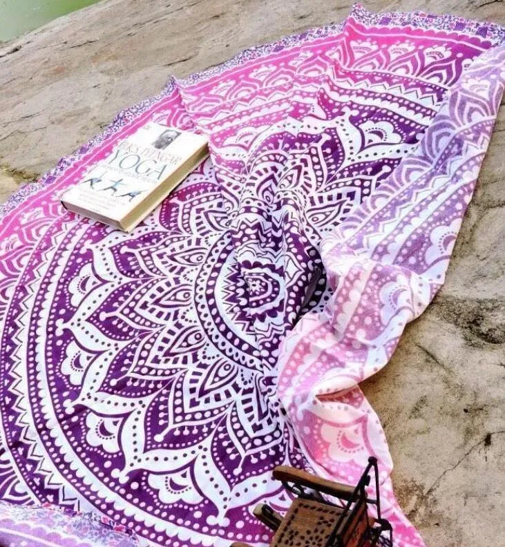 Rund strandhandduk sarong badhanddukar fest bröllop juldekorationer bomull tryckt rund bordduk vintage yoga picknick matta väggdekor