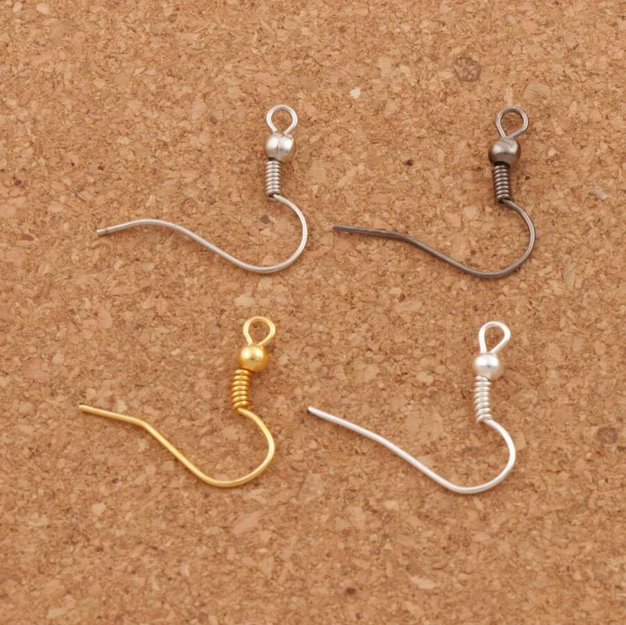 4Colors cobre peixes clasps ganchos 15mm 200pcs / lote brinco de orelha polonês Encontrando Francês Fishwire L3107