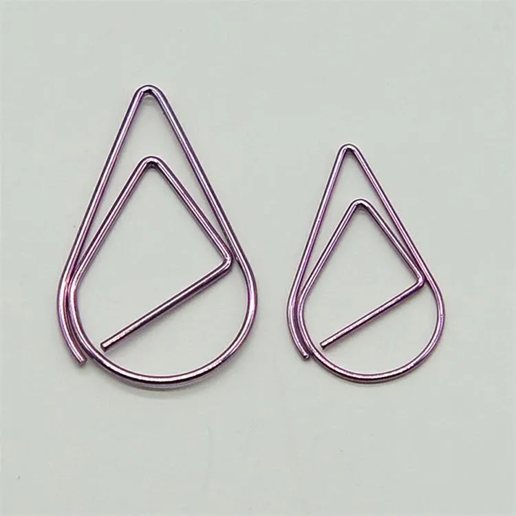 Gold Teardrop Binder Clips Chapado Spring Steel Metal Papel de modelado Marcador Memo Clips Filling Supplies Wholesale