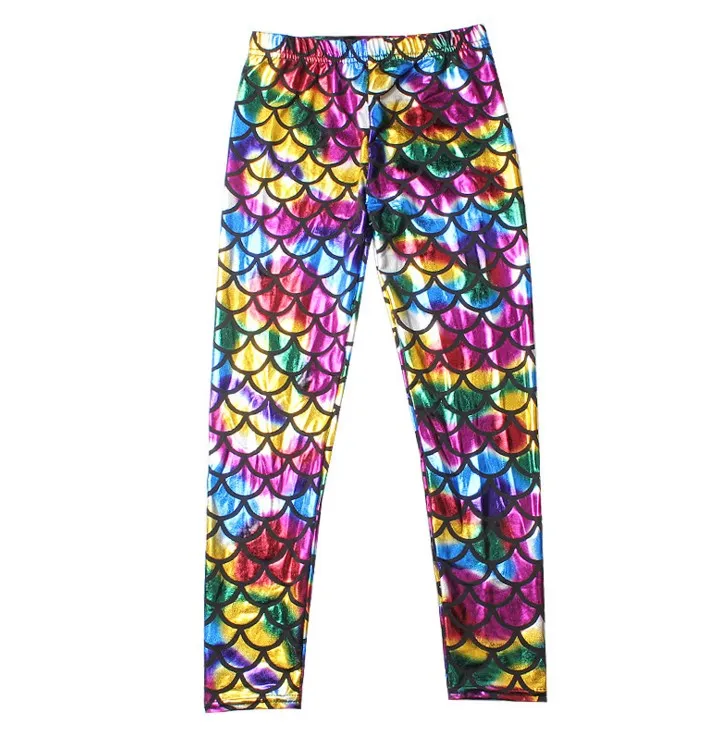 Filles Enfants Sirène Mignon Pantalon bébé Coloré Impression Numérique Enfant Leggings Pantalon sirène écailles de poisson pantalon brillant 12 couleurs