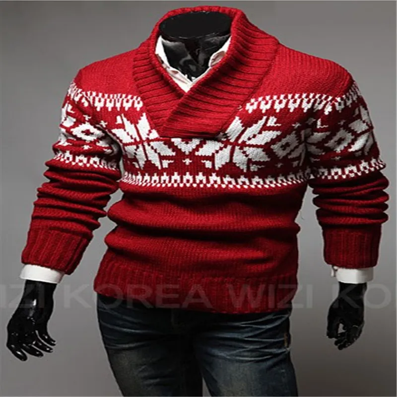 New Brand Mens Christmas Snowflake Knitted Sweater Pullover Wholesale